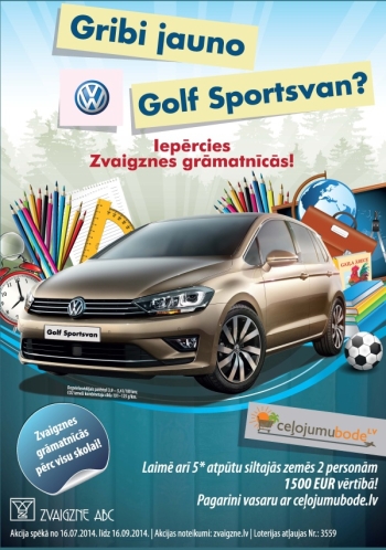 Čakla lasītāja Aizputē laimē VW Golf Sportsvan