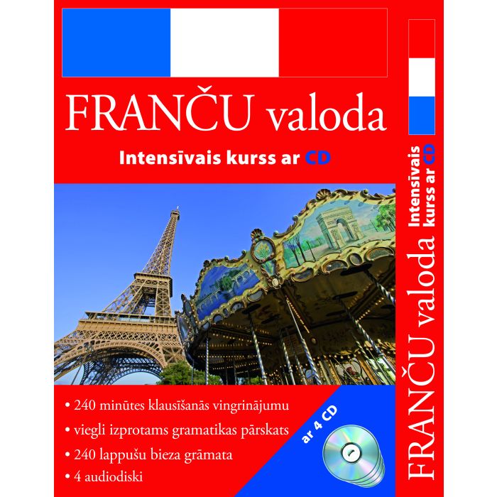 Franču valoda. Intensīvais kurss (kastē 4 CD, gramatikas pārskats un klausīšanās vingrinājumi)