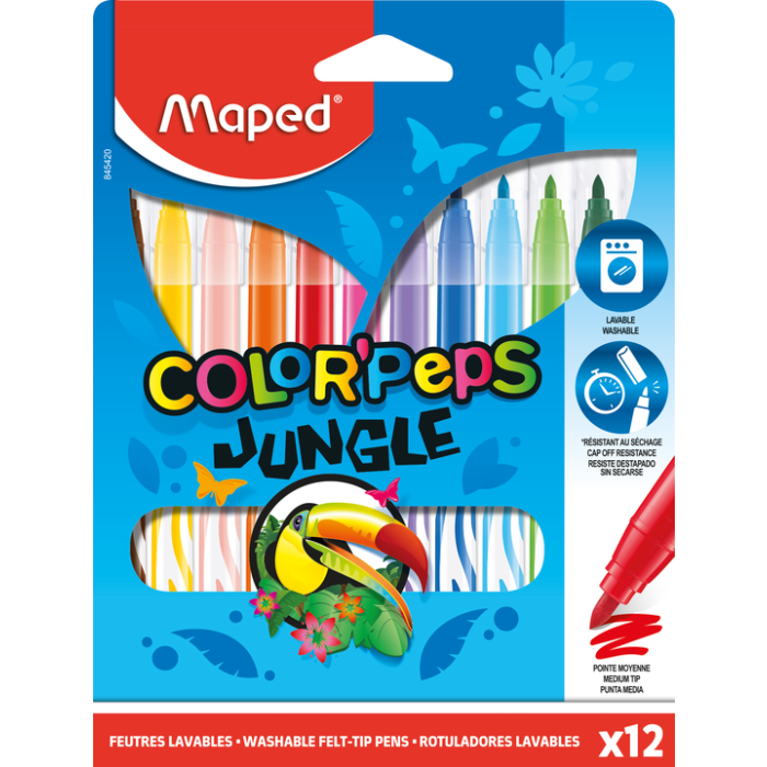 Flomāsteri 12 krāsas Maped Color' Peps Jungle