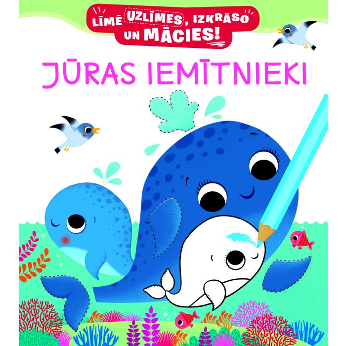 Jūras iemītnieki. Līmē uzlīmes, izkrāso un mācies!