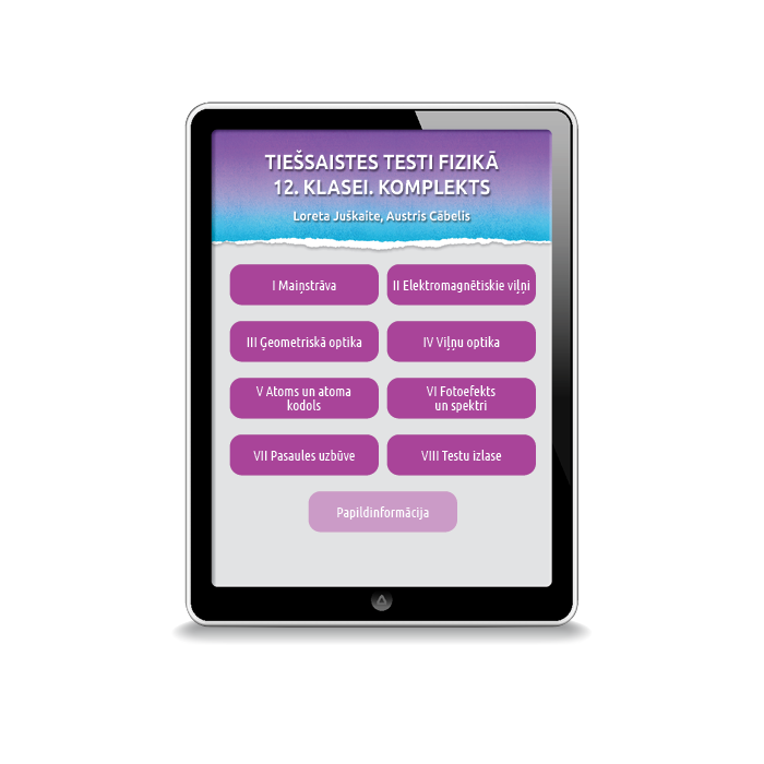 Tiešsaistes testi fizikā 12. klasei. Komplekts