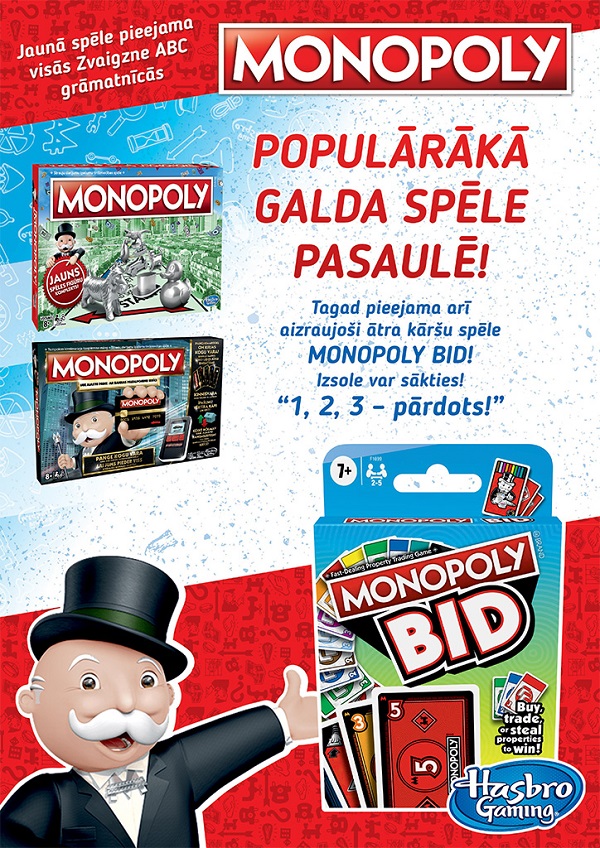 Zvaigznes grāmatnīcās pieejama jauna spēle Monopoly Bid